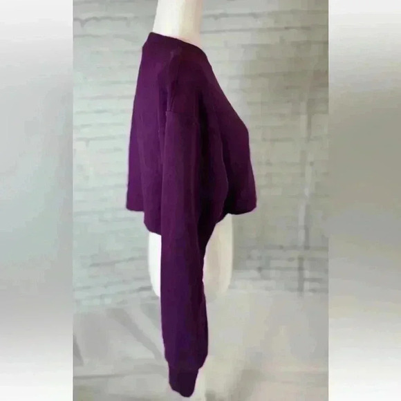 Champion reverse weave purple fleece cropped crewneck RELAXED sweatshirt size XS - Picture 5 of 12